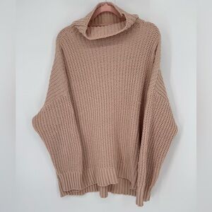 Aerie Womens Soft Knit Cowl Neck Sweater - Beige Size XL